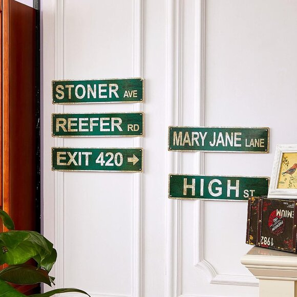 Vintage Exit Sign Decor, 5 Pieces Aluminium Retro Avenue Street Sign, 4 x 16 in - Picture 4 of 4
